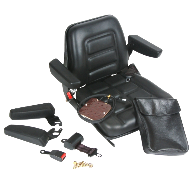 Assento de empilhadeira certificado ergonômico durável BF1-1 para empilhadeiras de combustão interna com vinil preto